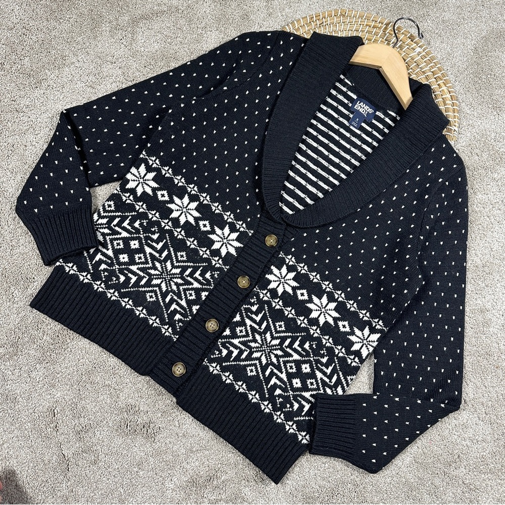 Lands’ End Women’s Wool Blend Cozy Lofty Jacquard… - image 3